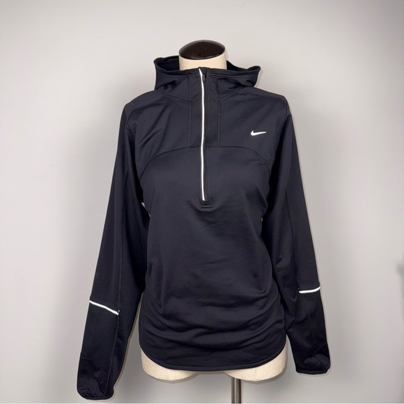 Nike Women's Black Hooded Quarter Zip Jacket Sz XL - Picture 2 of 7